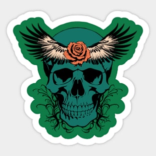 skull wings rose Sticker